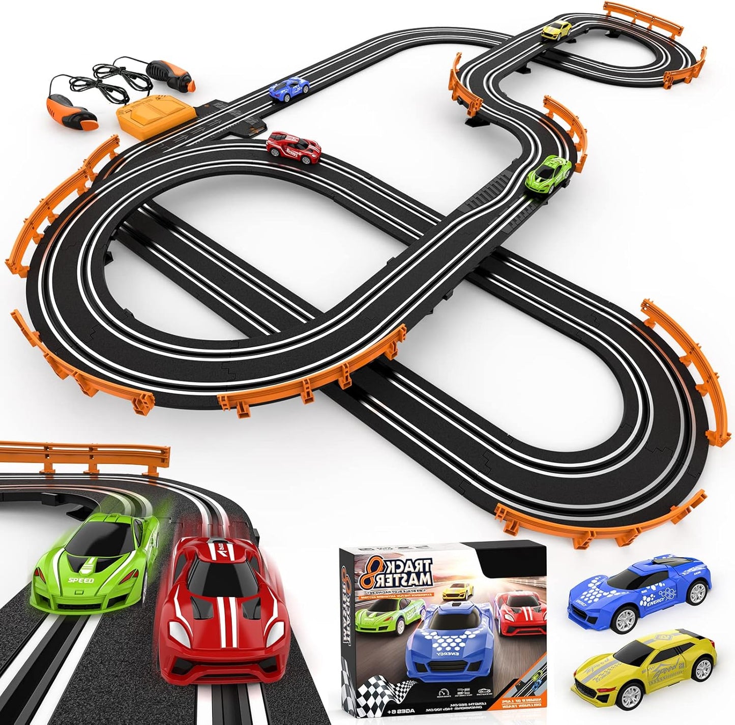 Exciting Slot Car Race Track Set with 4 High-Speed Cars - Perfect for Kids Aged 6-12, Dual Racing Fun with Automatic Lap Counter!