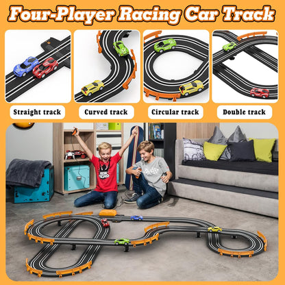 Exciting Slot Car Race Track Set with 4 High-Speed Cars - Perfect for Kids Aged 6-12, Dual Racing Fun with Automatic Lap Counter!