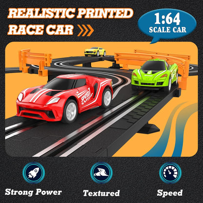 Exciting Slot Car Race Track Set with 4 High-Speed Cars - Perfect for Kids Aged 6-12, Dual Racing Fun with Automatic Lap Counter!