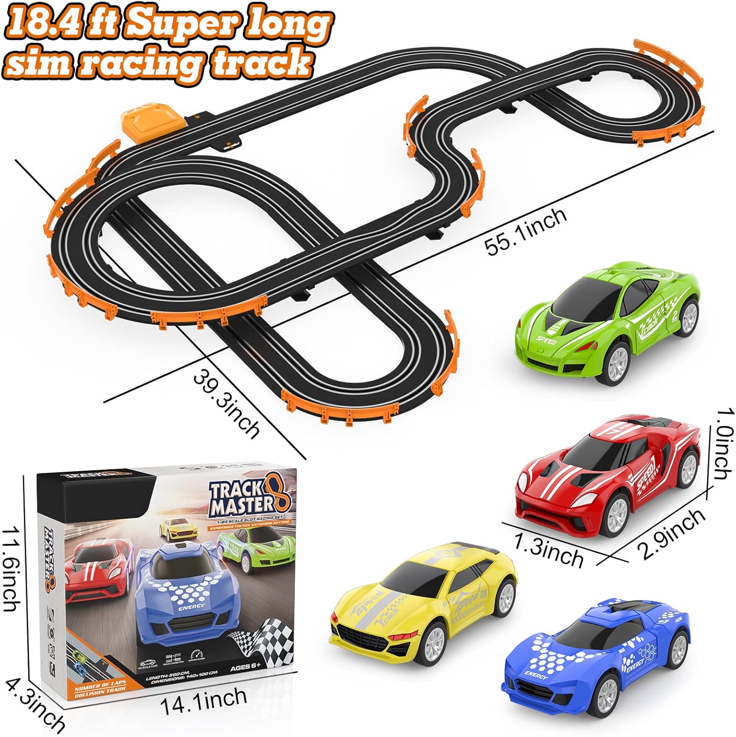 Exciting Slot Car Race Track Set with 4 High-Speed Cars - Perfect for Kids Aged 6-12, Dual Racing Fun with Automatic Lap Counter!