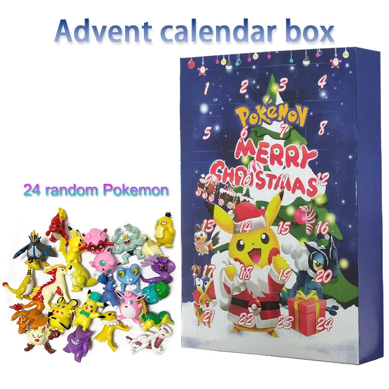 Unwrap Joy with the Pokemon Advent Calendar Box - 24 Random Collectible Pikachu & Charizard Action Figures for Kids' Christmas & Halloween Fun!