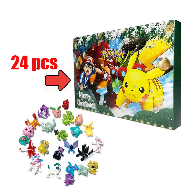 Unwrap Joy with the Pokemon Advent Calendar Box - 24 Random Collectible Pikachu & Charizard Action Figures for Kids' Christmas & Halloween Fun!