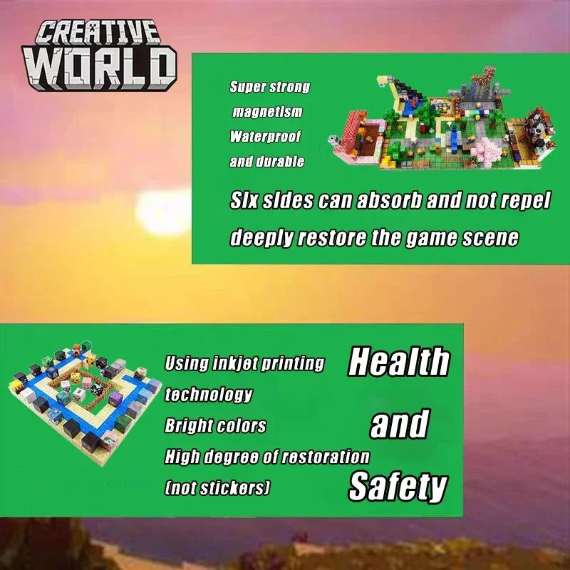 Magnetic Building Blocks Mine World - Creative Stacking Construction Set for Kids Ages 3+ | Educational Sensory Toy for Boys and Girls